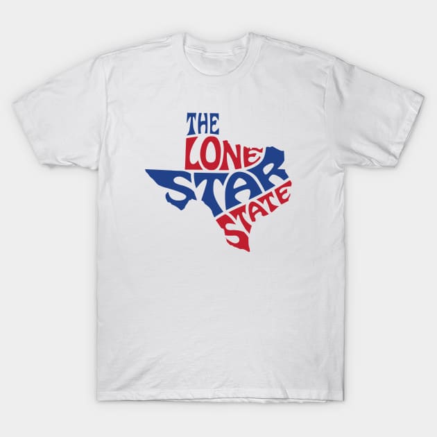 Texas Shape Lone Star State Red Blue T-Shirt by Long-N-Short-Shop